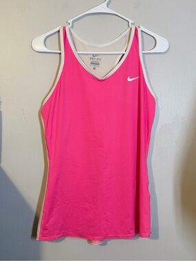 Nike Hot Pink Dri-FIT Racerback Tank with White Trim